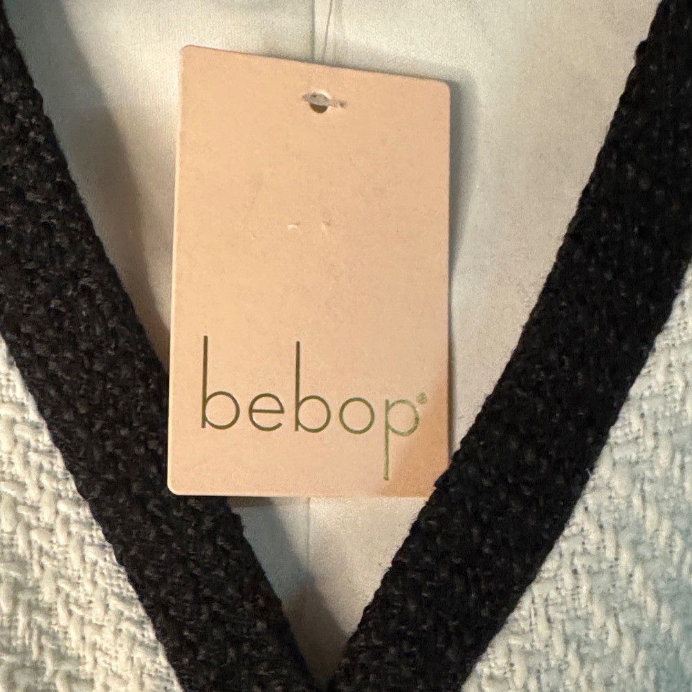 BeBop Black and White Tweed Midi Dress with Gold Accent Buttons - Picture 3 of 10